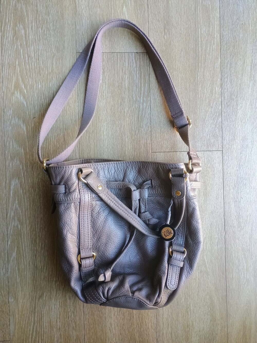 The Sak Kedzie Pebbled Leather Drawstring Hobo bucket purse quiet Luxury neutral